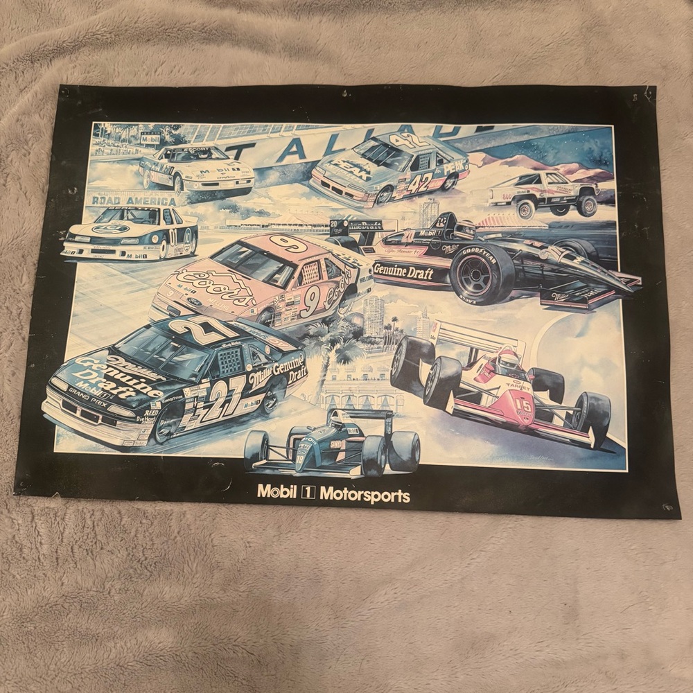 Vintage Mobil‎ 1 Motorsports Poster Miller Genuine Coors Target IndyCar 80s 90s